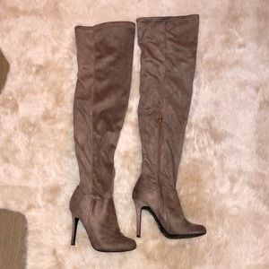 Tan/Taupe suede over the knee boots